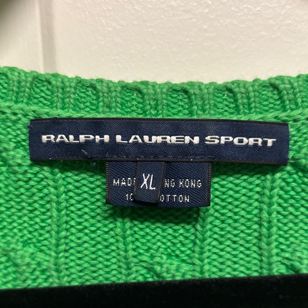 Ralph Lauren Sport V-Neck Cable-knit Sweater in Vibrant Green - Picture 2 of 6